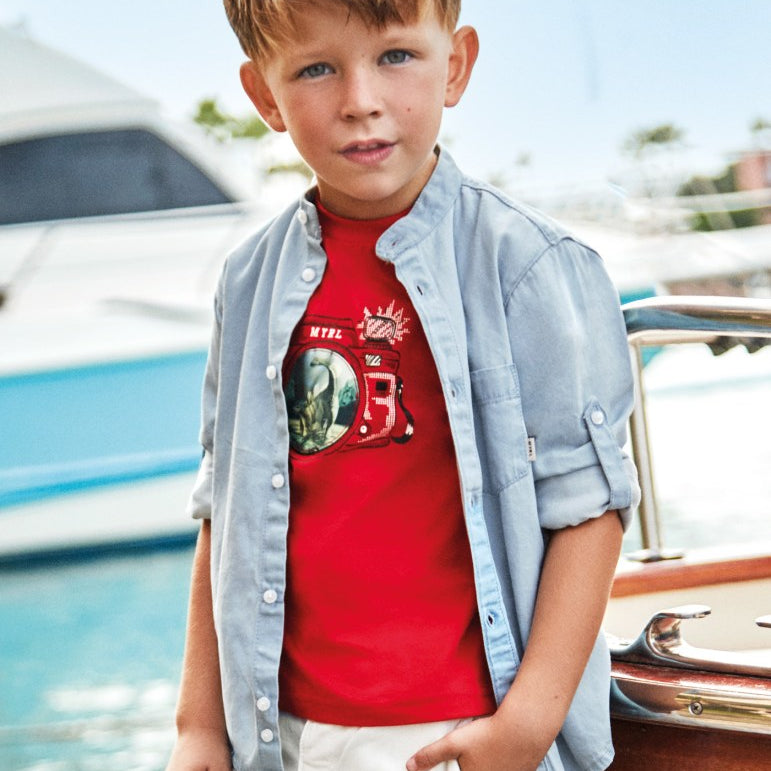 Camicia Con Colletto Coreano In cotone Sostenibile Bambino MAYORAL 3166 - MAYORAL - Luxury Kids