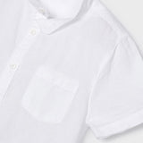 Camicia Mezza Manica Con Colletto Coreano In Misto Lino Bambino MAYORAL 3161 - MAYORAL - Luxury Kids