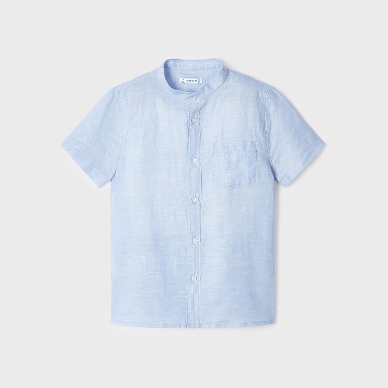 Camicia Mezza Manica Con Colletto Coreano In Misto Lino Bambino MAYORAL 3161 - MAYORAL - Luxury Kids