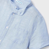 Camicia Mezza Manica Con Colletto Coreano In Misto Lino Bambino MAYORAL 3161 - MAYORAL - Luxury Kids