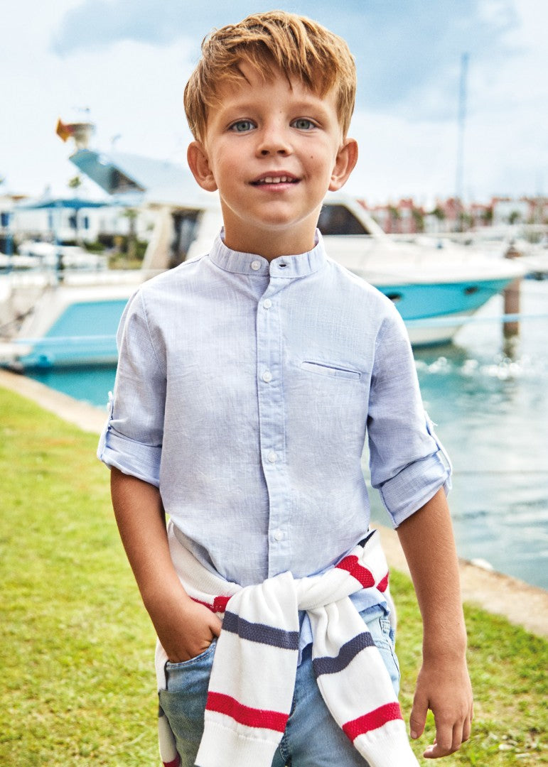 Camicia manica Lunga Con Colletto Coreano In Cotone Bambino MAYORAL 3168 - MAYORAL - Luxury Kids
