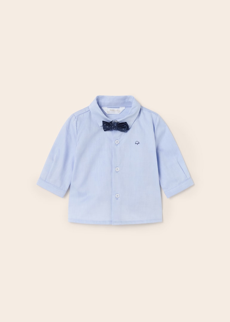 Camicia Manica Lunga In Cotone Con Papillon Neonato MAYORAL 1190 - MAYORAL - Luxury Kids