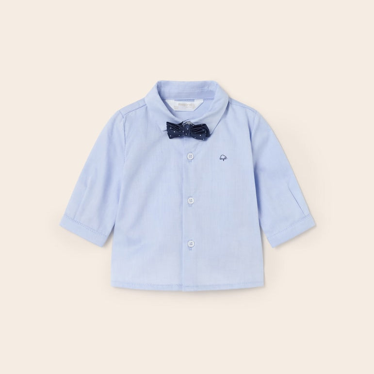 Camicia Manica Lunga In Cotone Con Papillon Neonato MAYORAL 1190 - MAYORAL - Luxury Kids