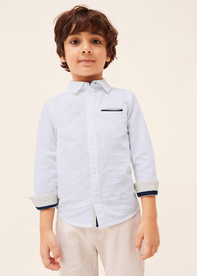 Camicia Manica Lunga In Misto Lino Bambino MAYORAL 3165 - MAYORAL - Luxury Kids