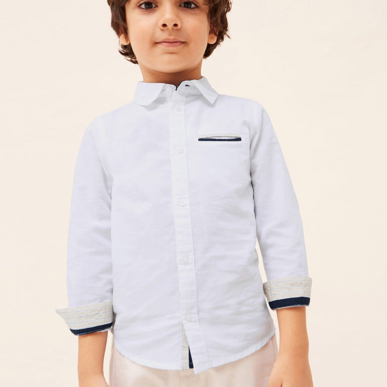 Camicia Manica Lunga In Misto Lino Bambino MAYORAL 3165 - MAYORAL - Luxury Kids