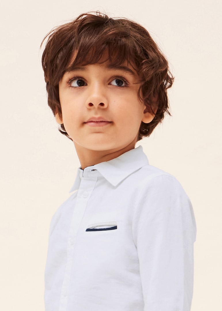 Camicia Manica Lunga In Misto Lino Bambino MAYORAL 3165 - MAYORAL - Luxury Kids