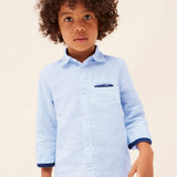 Camicia Manica Lunga In Misto Lino Bambino MAYORAL 3165 - MAYORAL - Luxury Kids