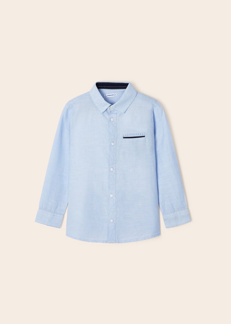 Camicia Manica Lunga In Misto Lino Bambino MAYORAL 3165 - MAYORAL - Luxury Kids