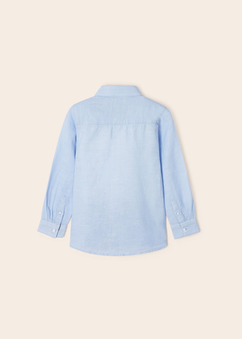 Camicia Manica Lunga In Misto Lino Bambino MAYORAL 3165 - MAYORAL - Luxury Kids