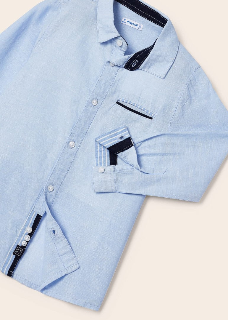 Camicia Manica Lunga In Misto Lino Bambino MAYORAL 3165 - MAYORAL - Luxury Kids