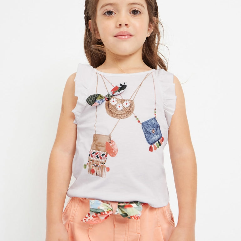 Canottiera Con Volant In Cotone Sostenibile Bambina MAYORAL 3075 - MAYORAL - Luxury Kids