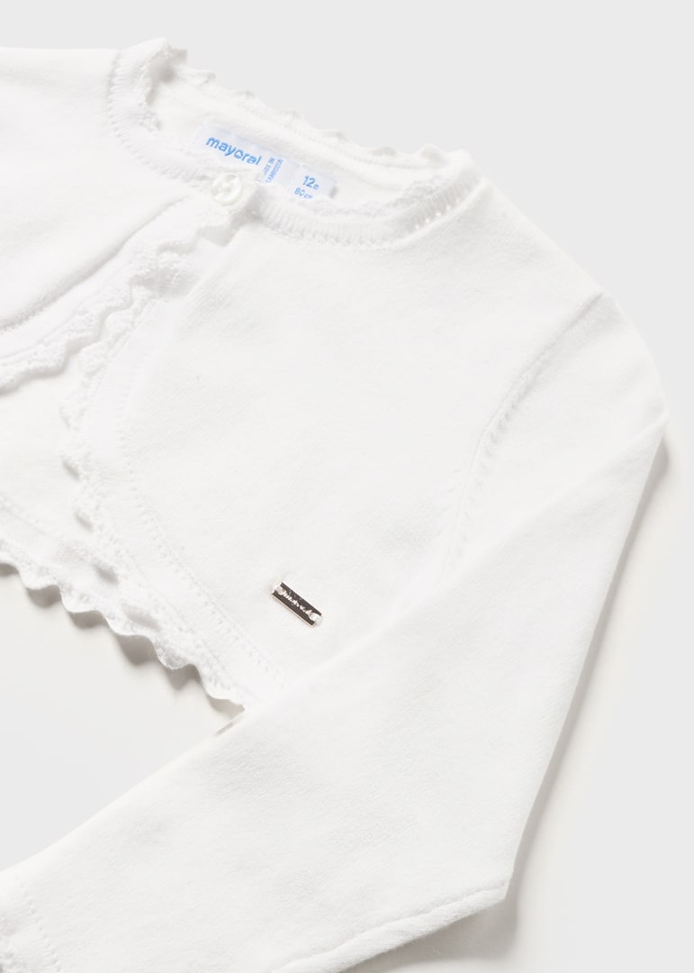 Cardigan Modello Bolerino Tricot In Cotone Sostenibile Neonata MAYORAL 306 - MAYORAL - Luxury Kids