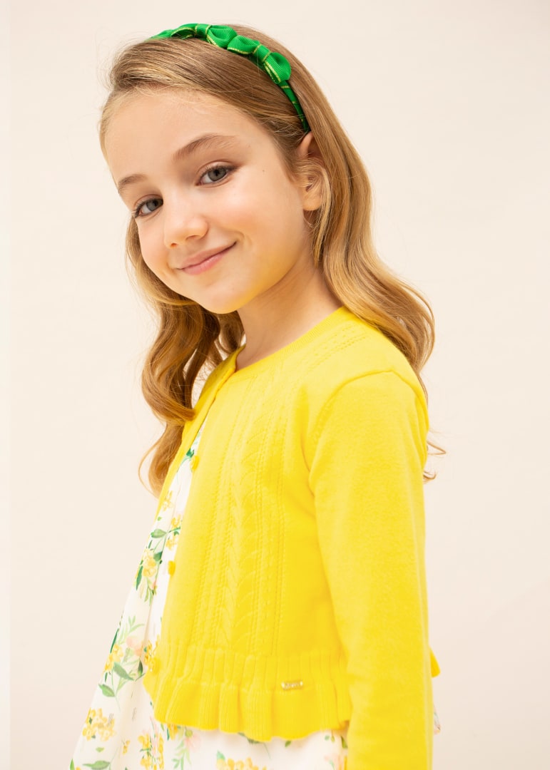 Cardigan Tricot Traforato In Cotone Sostenibile Bambina MAYORAL 3345 - MAYORAL - Luxury Kids
