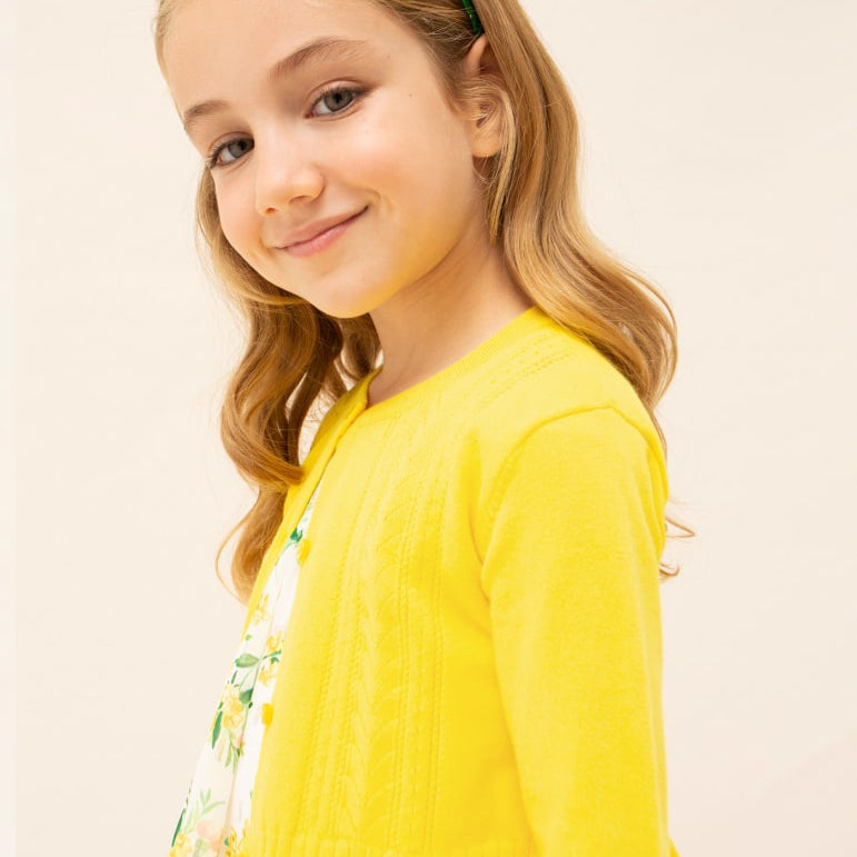 Cardigan Tricot Traforato In Cotone Sostenibile Bambina MAYORAL 3345 - MAYORAL - Luxury Kids
