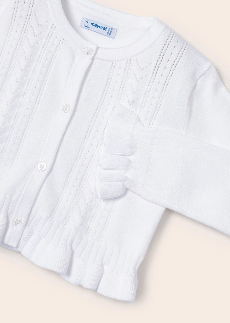Cardigan Tricot Traforato In Cotone Sostenibile Bambina MAYORAL 3345 - MAYORAL - Luxury Kids