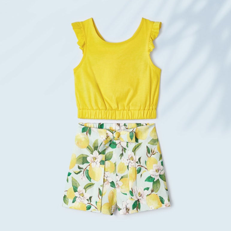 Completo Con Shorts Stampati In Cotone Bambina MAYORAL 3214 - MAYORAL - Luxury Kids