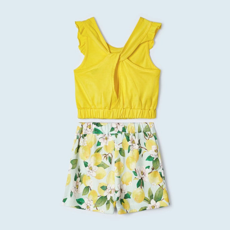 Completo Con Shorts Stampati In Cotone Bambina MAYORAL 3214 - MAYORAL - Luxury Kids