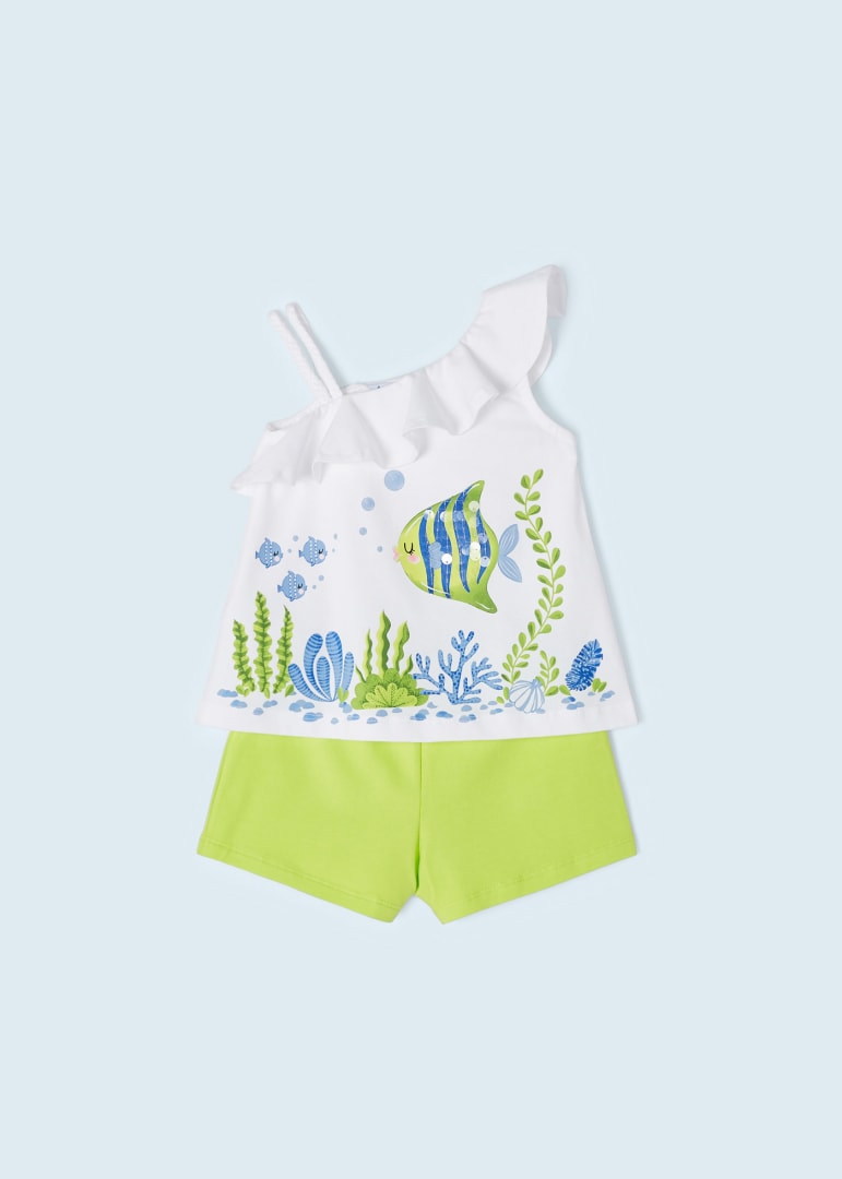Completo Con Shorts In Cotone Sostenibile Bambina MAYORAL 3218 - MAYORAL - Luxury Kids