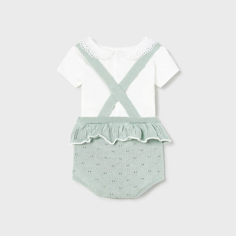 Completo Con Salopette Tricot In Cotone Sostenibile Neonata MAYORAL 1250 - MAYORAL - Luxury Kids