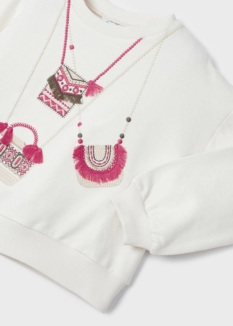 Felpa Con Applicazioni In Cotone Sostenibile Bambina MAYORAL 3435 - MAYORAL - Luxury Kids