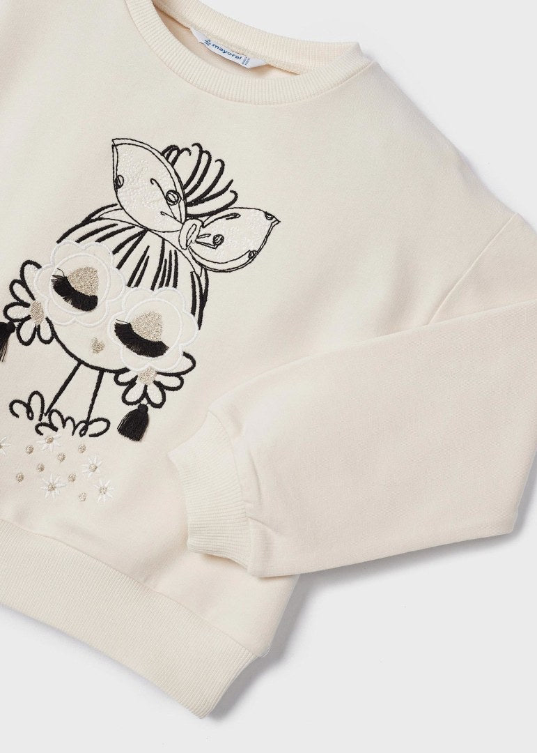 Felpa Con Applicazione In Cotone Sostenibile Bambina MAYORAL 3435 - MAYORAL - Luxury Kids