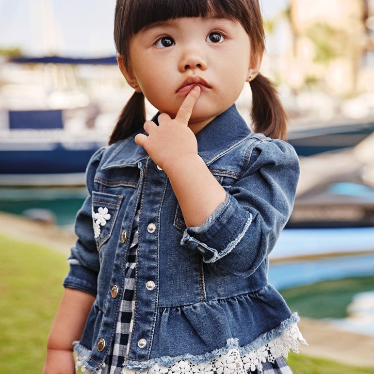 Giubbino In Denim Con Volant Neonata MAYORAL 1408 - MAYORAL - Luxury Kids