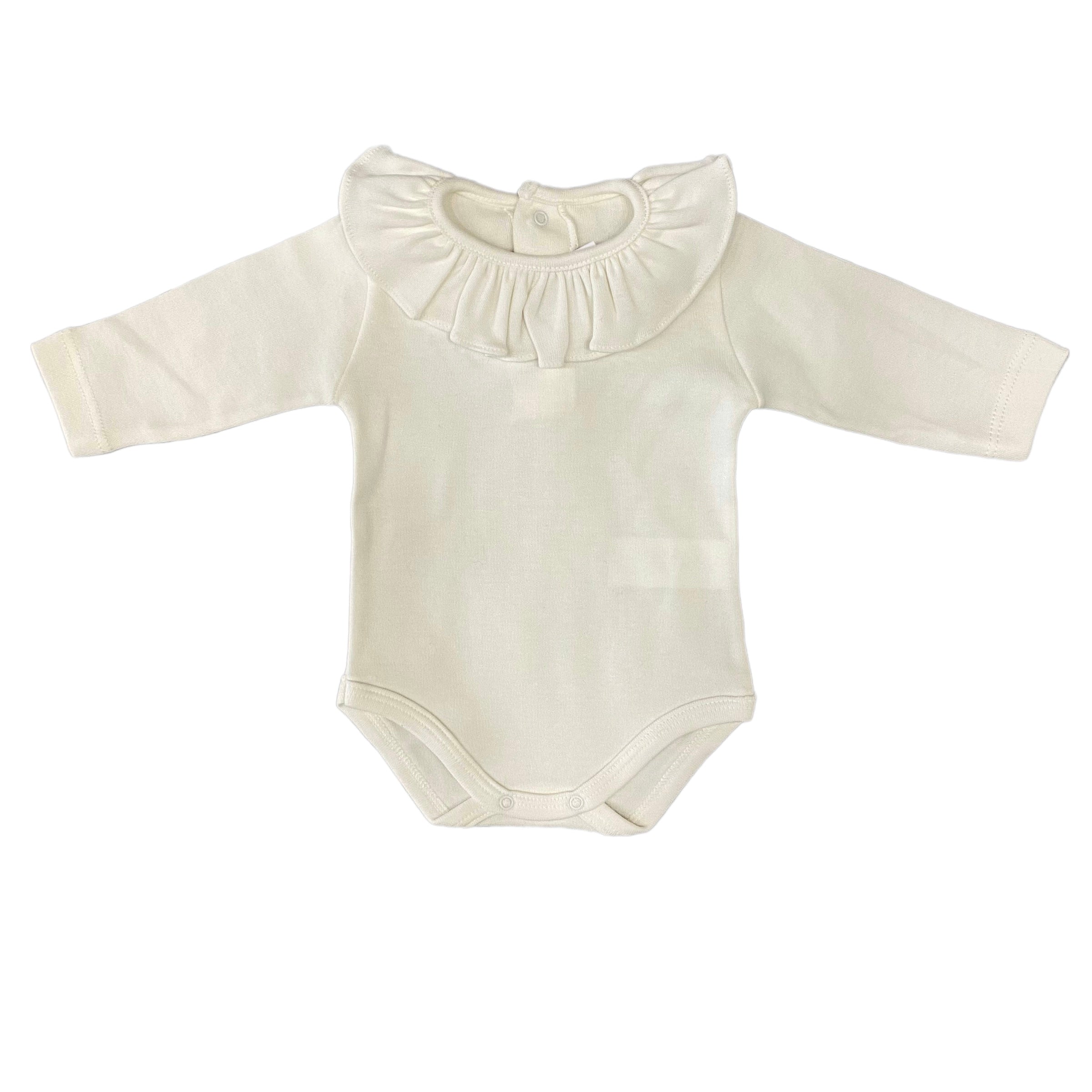 Body Manica Lunga Con Collo Volante in Caldo Cotone Neonata Babidu 1117BO - BABIDU - LuxuryKids