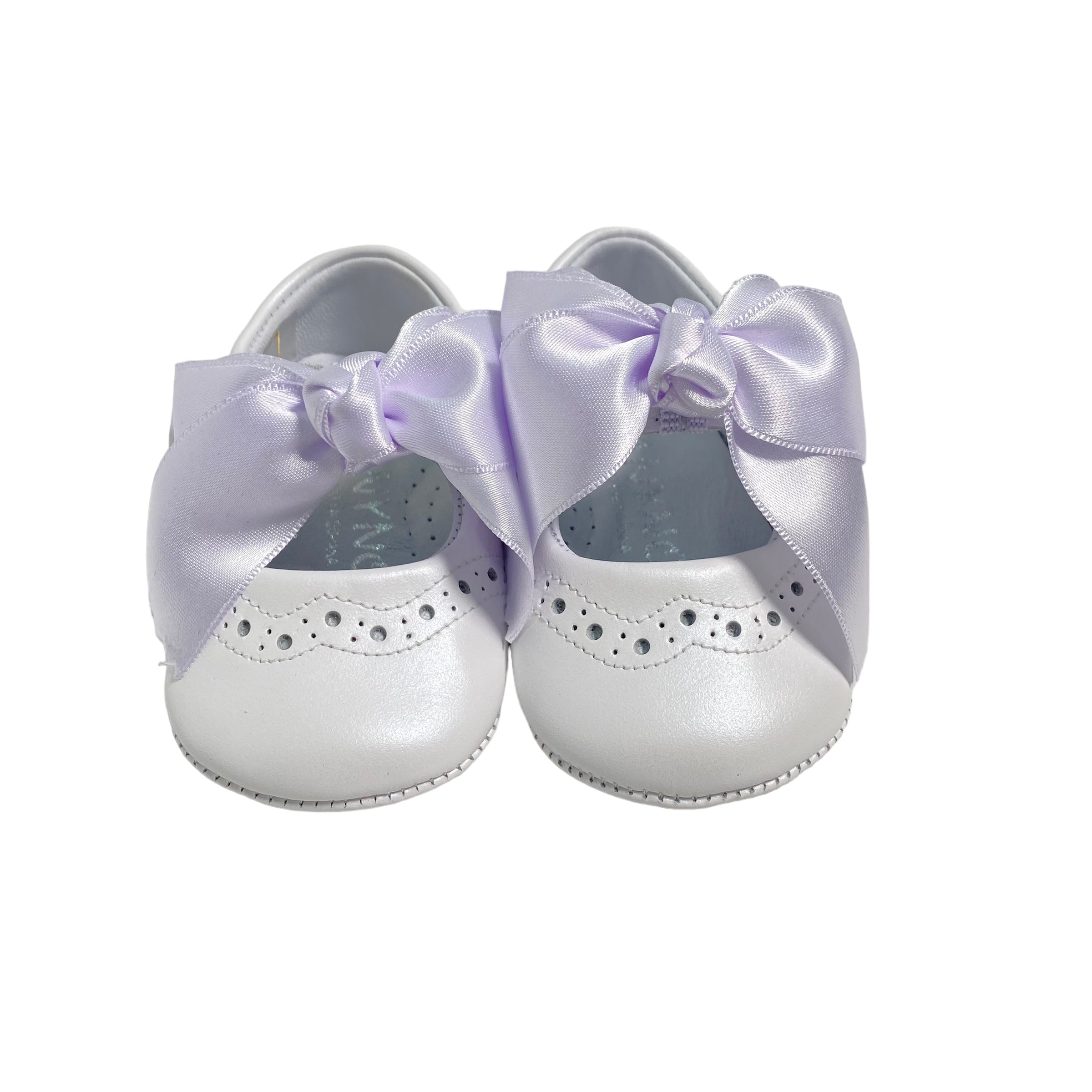 Scarpe Da Culla Modello Ballerina In Pelle Con Fiocco In Raso Neonata PANYNO A3203 - PANYNO - Luxury Kids