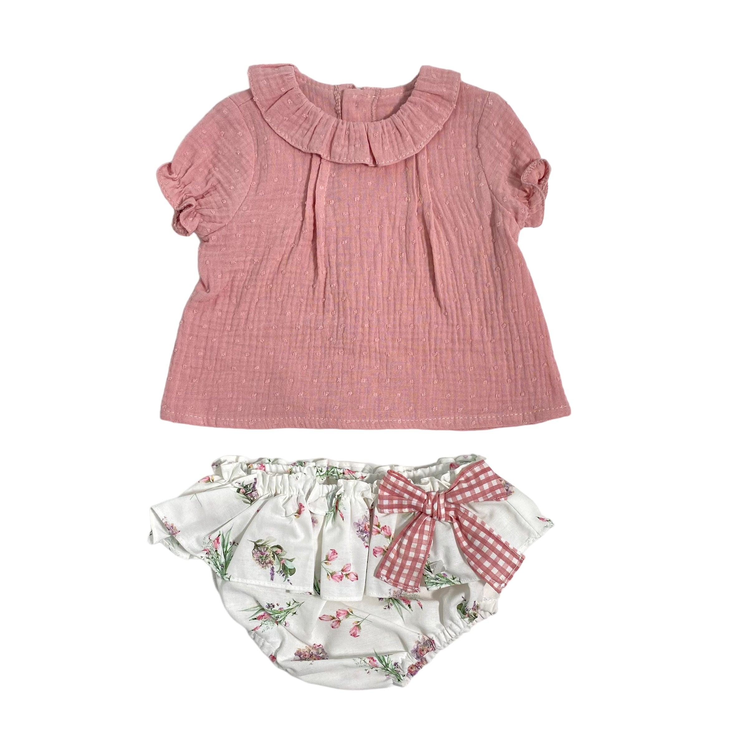 Completo Camicia con Culotte in Cotone Neonata YOEDU 1806 - YOEDU - Luxury Kids