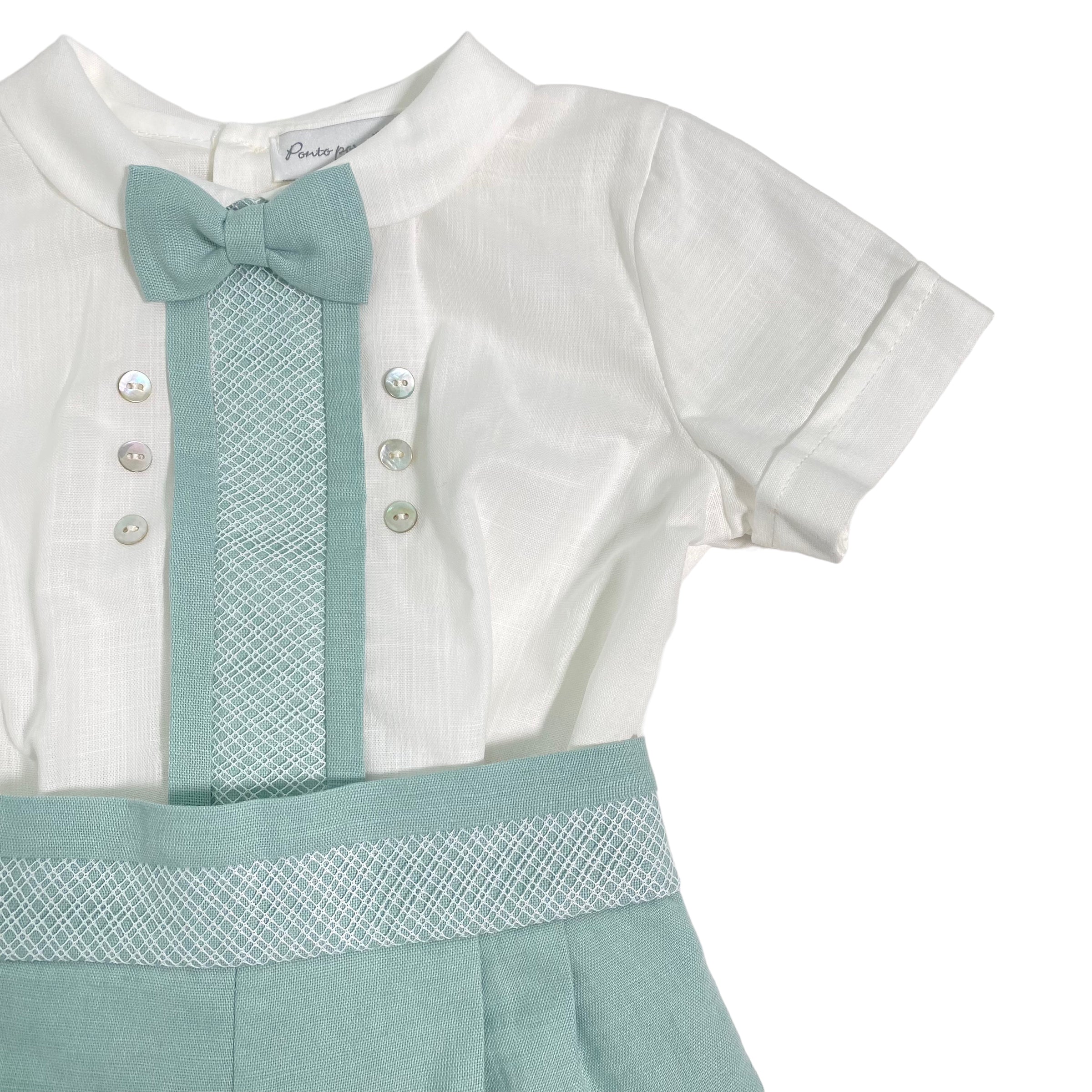 Completo Corto Elegante In Cotone Con Bermuda Neonato PONTO POR PONTO 5930 - PONTO POR PONTO - Luxury Kids