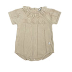 Pagliaccetto In Filo Di Cotone Traforato Beige Neonata DR KID DK203 - DR KID - Luxury Kids