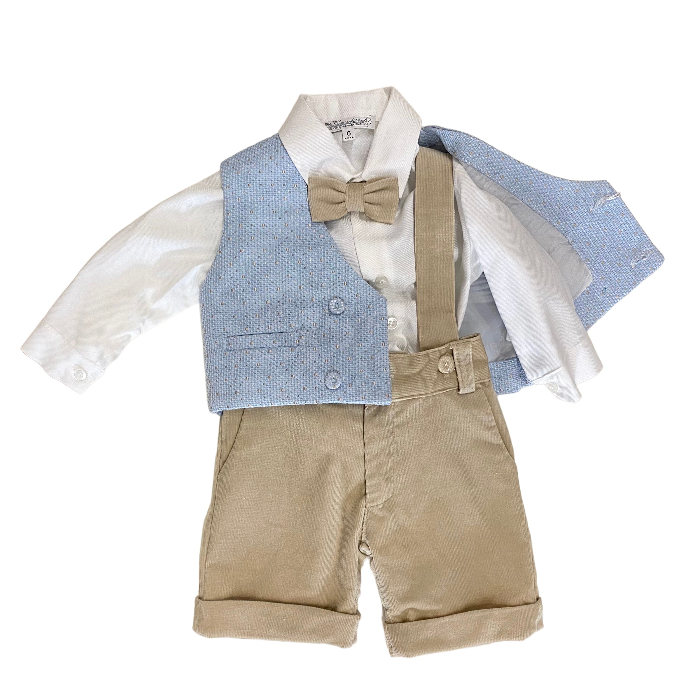 Completo Elegante In Velluto con Gilet Neonato LA SARTORIA DEI PICCOLI L240 - LA SARTORIA DEI PICCOLI - LuxuryKids