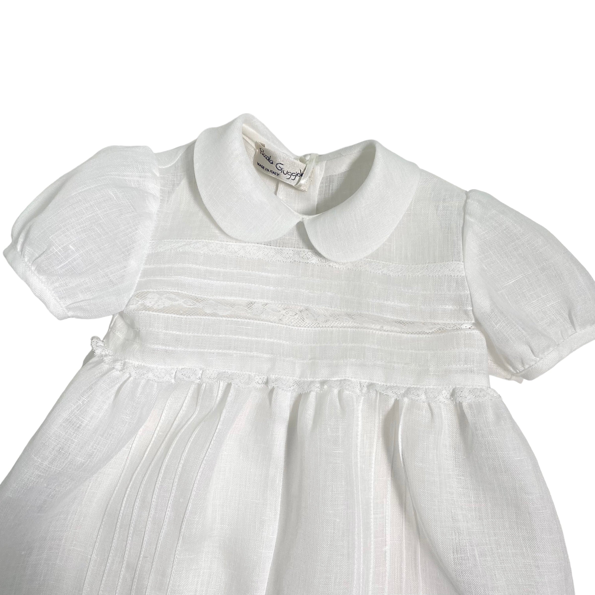 Pagliaccetto Battesimale In Lino E Pizzo Bianco Neonato PICCOLA GIUGGIOLA LERICI - PICCOLA GIUGGIOLA - Luxury Kids