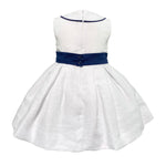 Abito Smanicato In Misto Lino Bianco Neonata ISABEL F173N - ISABEL - Luxury Kids
