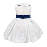 Abito Smanicato In Misto Lino Bianco Neonata ISABEL F173N - ISABEL - Luxury Kids