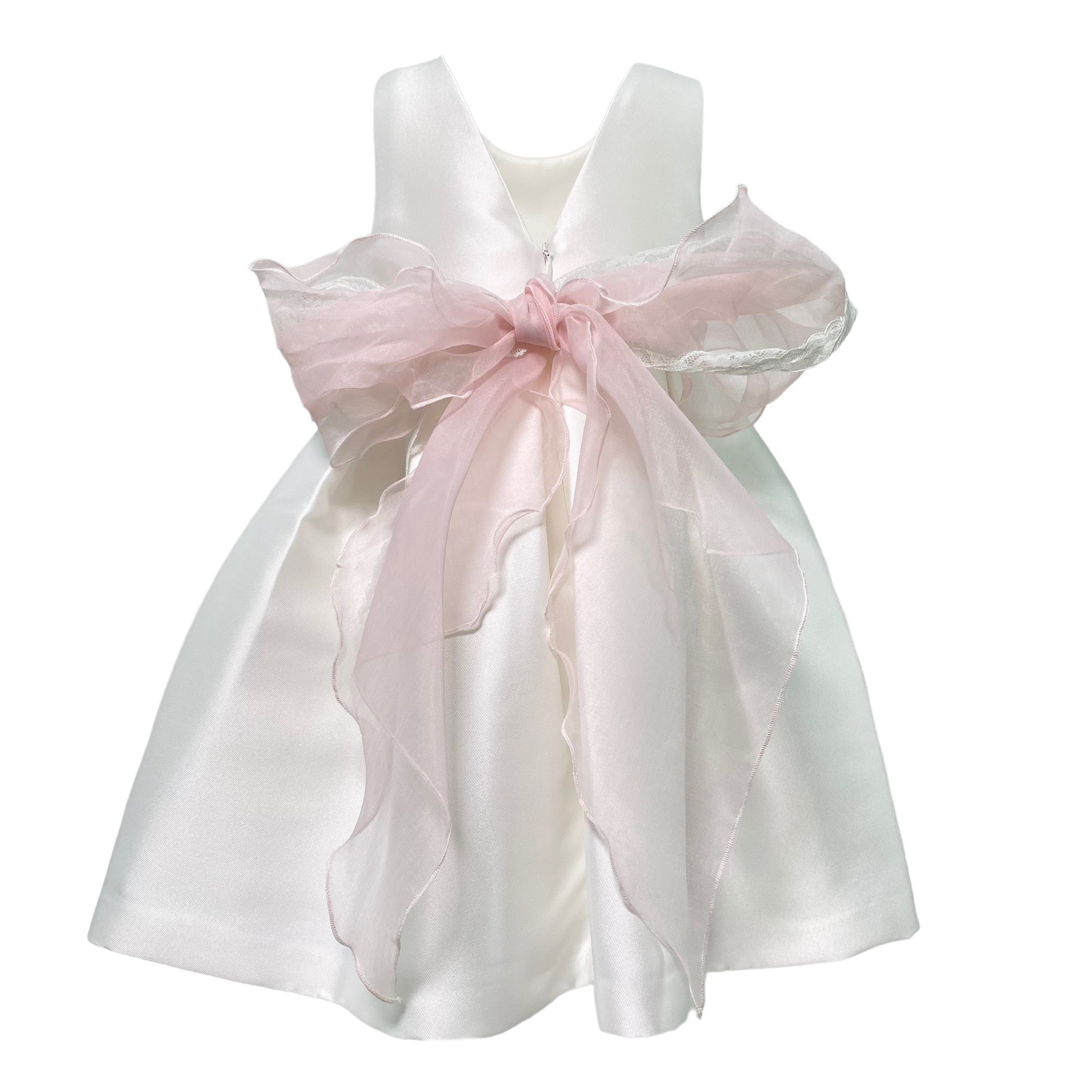 Abito Elegante Smanicato In Mikado Bianco Bambina MIMILU' 609 - MIMILU' - Luxury Kids
