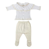 Tutina Spezzata In Filo Di Cotone Traforata Neonata DR KID DK161 - DR KID - Luxury Kids