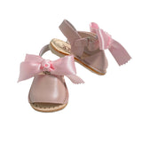 Sandali Primi Passi Minorchine In Pelle Satinata con Fiocco in Raso Bambina INDICE 300S