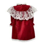 Abito Manica Lunga In Velluto Rosso Con Pizzo Bambina PHI CLOTHING 22702 - PHY CLOTHING - LuxuryKids