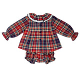 Abito Scozzese Con Culotte In Caldo Cotone Neonata GRANLEI 281 - GRANLEI - LuxuryKids
