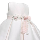 Abito Elegante Smanicato In Mikado Bianco Neonata MIMILU' 330BB - MIMILU' - Luxury Kids
