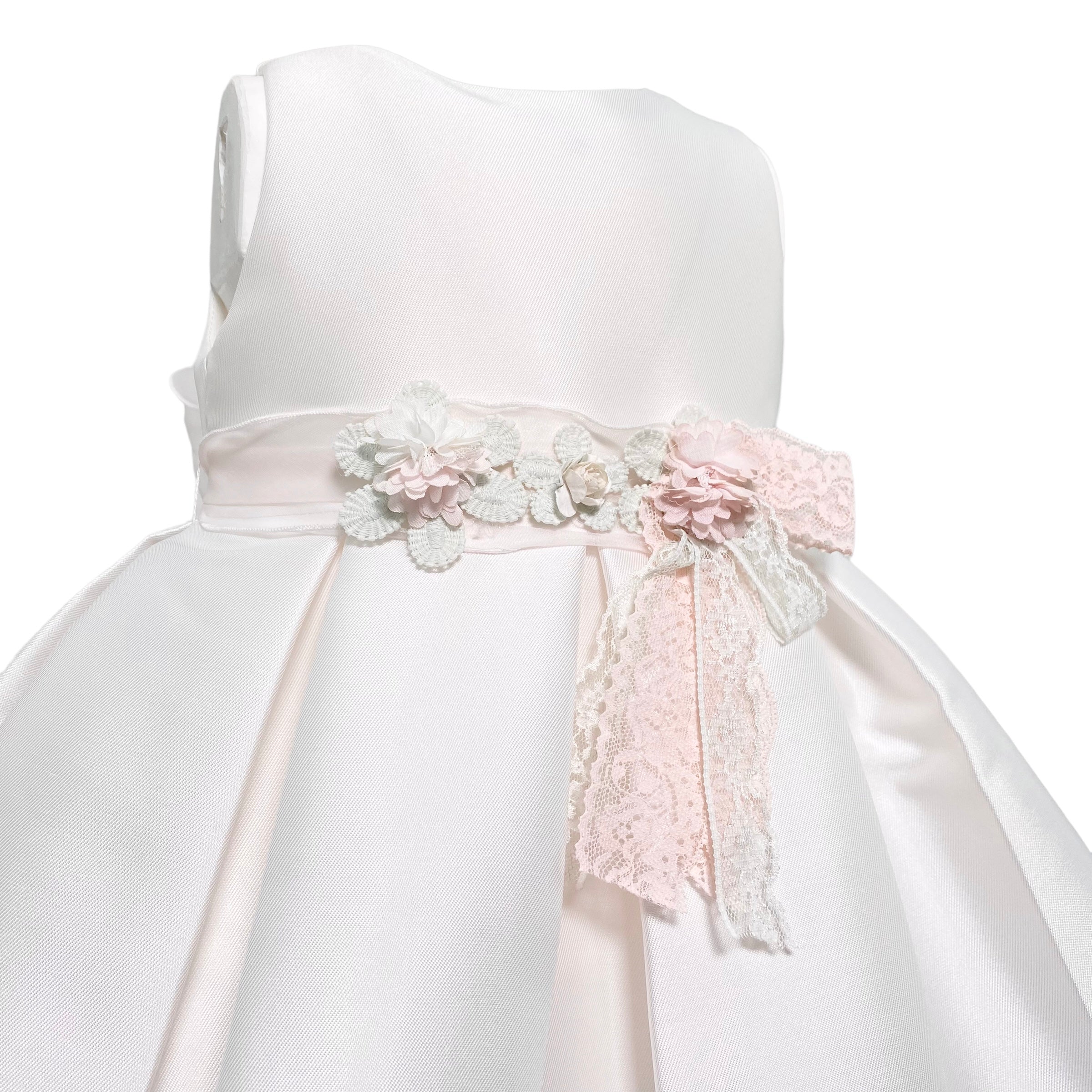 Abito Elegante Smanicato In Mikado Bianco Neonata MIMILU' 330BB - MIMILU' - Luxury Kids