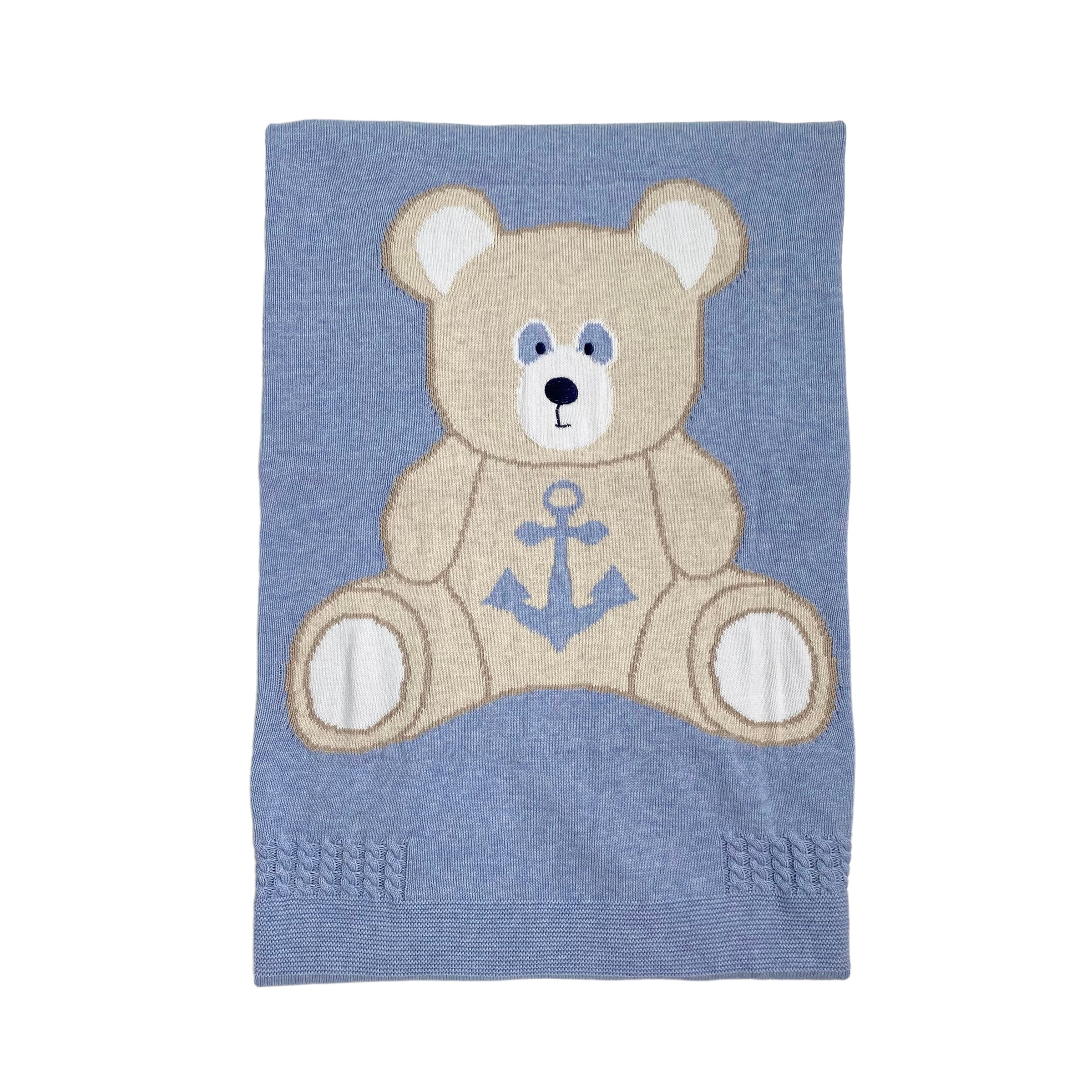 Coperta Scialle In Filo Di Cotone Con Orso Neonato A&J A&J121 - A&J - Luxury Kids