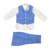 Completo Elegante In Lino Celeste Neonato CREAZIONI LUANA 1307 - CREAZIONI LUANA - Luxury Kids