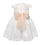 Abito Elegante Mezza Manica In Mikado E Pizzo Bianco Neonata MIMILU' 307BB - MIMILU' - Luxury Kids