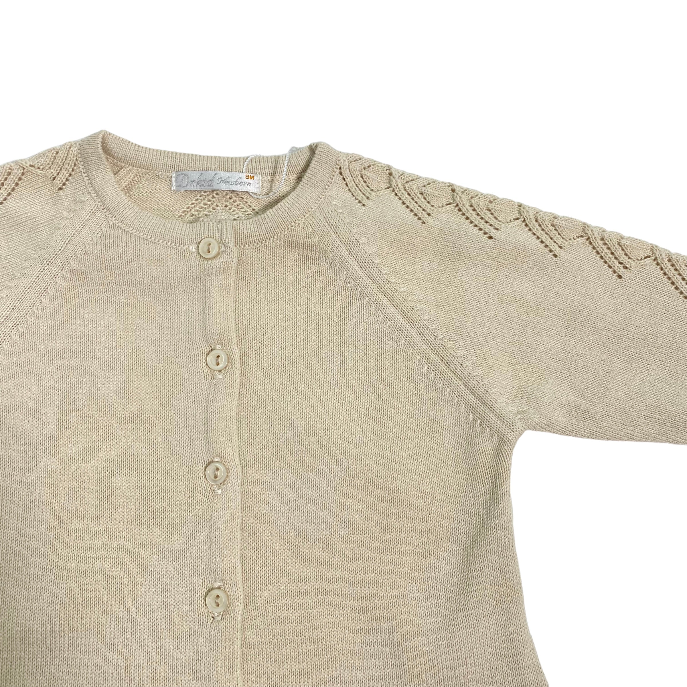 Cardigan In Filo Di Cotone Beige Neonato/a DR KID DK206 - DR KID - Luxury Kids