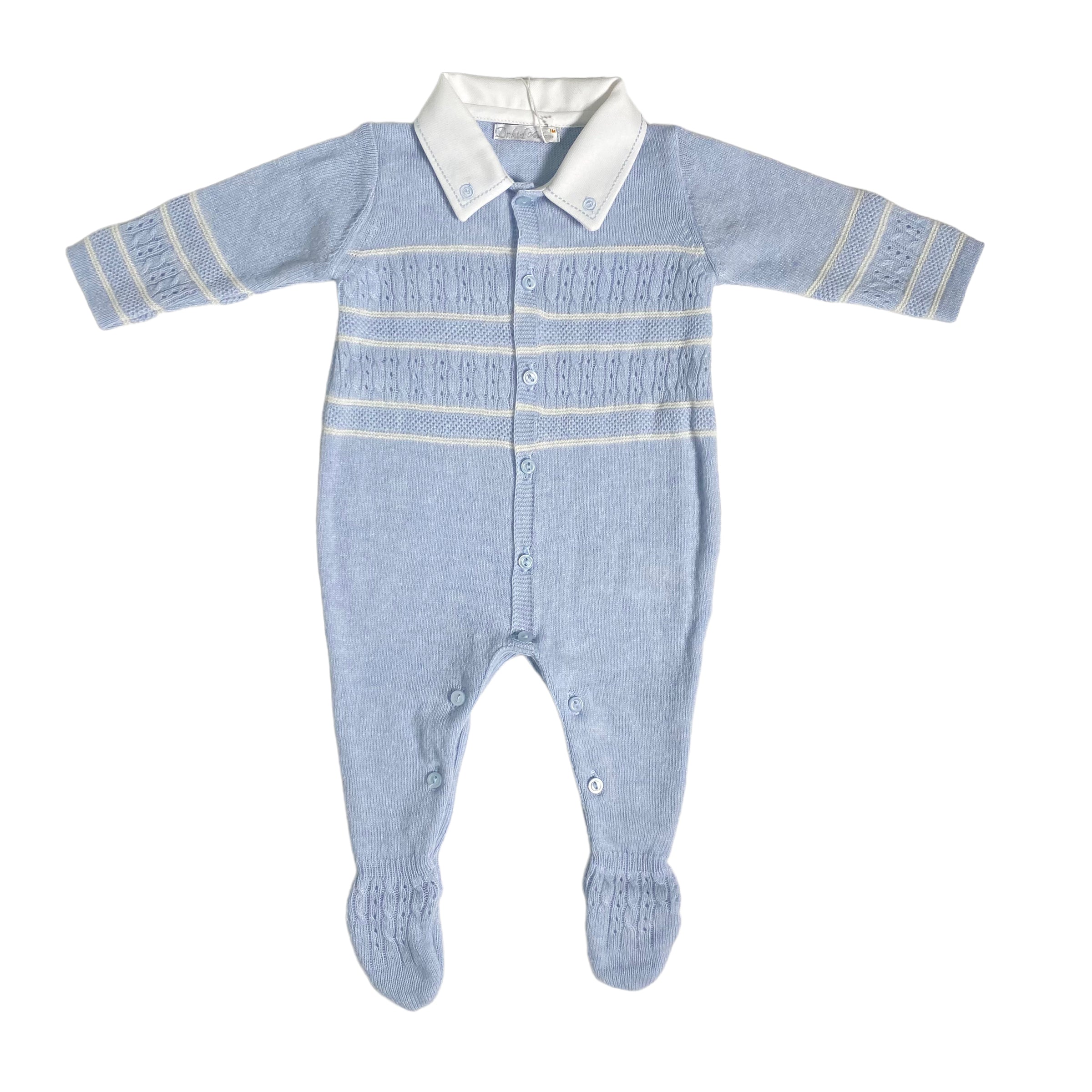 Tutina Intera In Misto Lana Celeste Neonato DR KID DK131 - DR KID - LuxuryKids