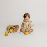 Abito Smanicato In Cotone Floreale Giallo Neonata CALAMARO 21232