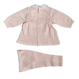 Tutina Spezzata In Filo Di Cotone Rosa Neonata CREAZIONI LUANA 1042 - CREAZIONI LUANA - Luxury Kids