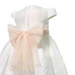 Abito Elegante Mezza Manica In Mikado E Pizzo Bianco Neonata MIMILU' 307BB - MIMILU' - Luxury Kids